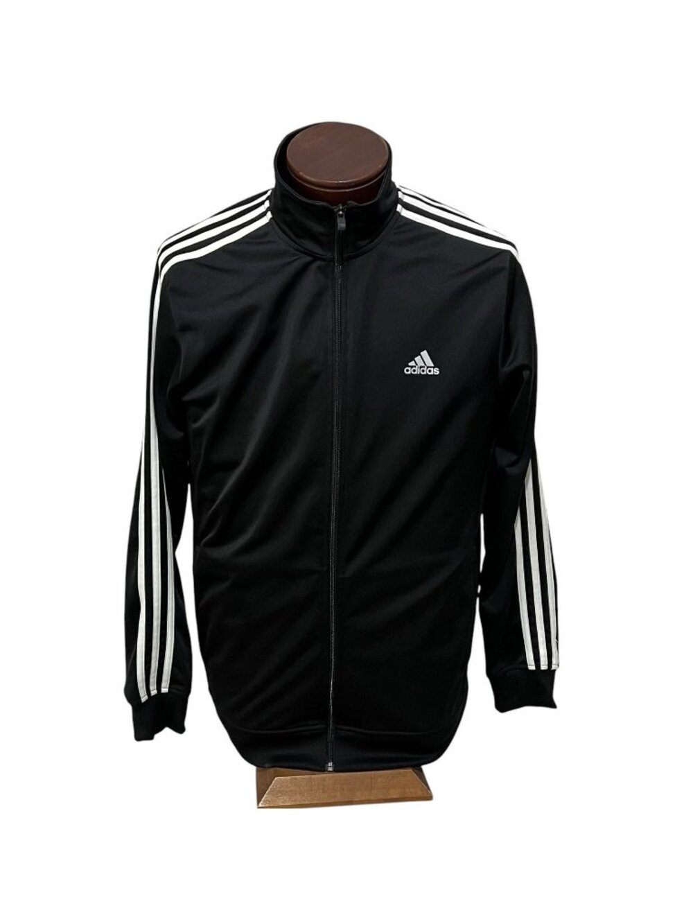 Adidas Essentials Track Jacket Adult Large Black Full Zip 3 Stripe Athletic